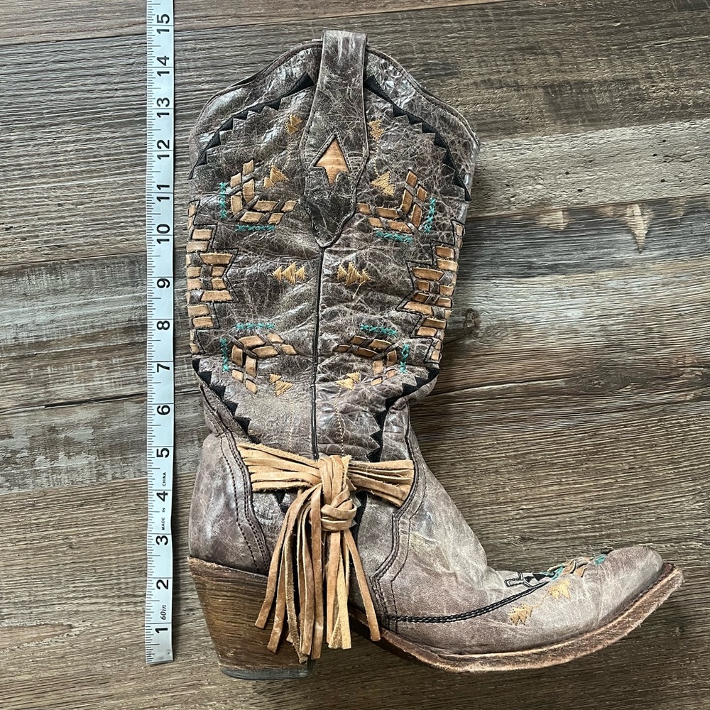 Corral Cowboy Boots Told Cango Tobacco w/ Fringe Tassel - Picture 13 of 13